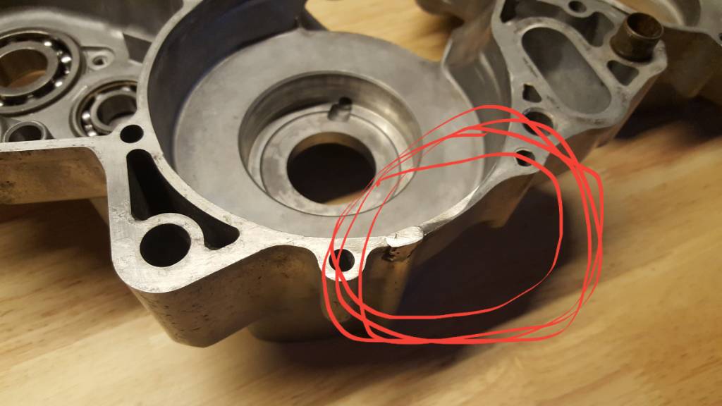 Motorcycle crankcase repair clearance