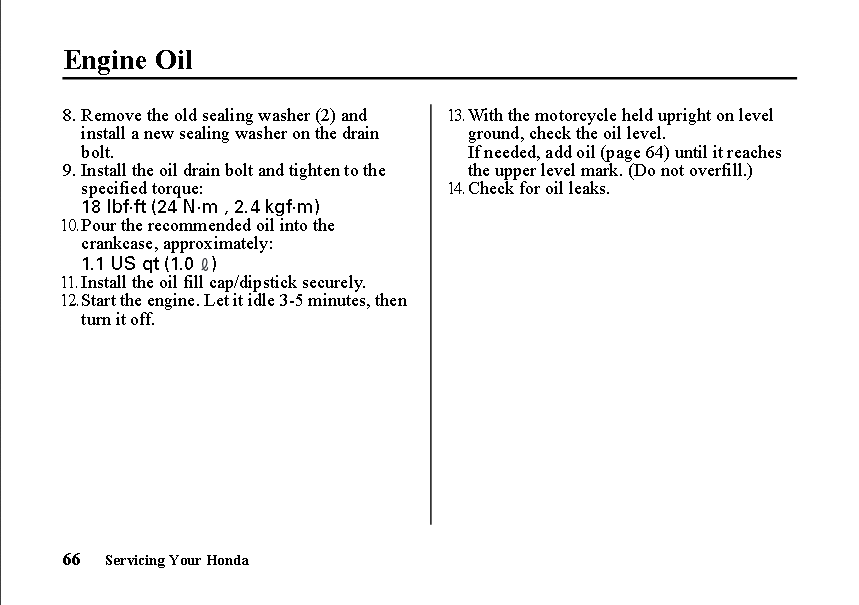 CRF110 2019/2020 original oil level XR/CRF50, XR/CRF70, & CRF110