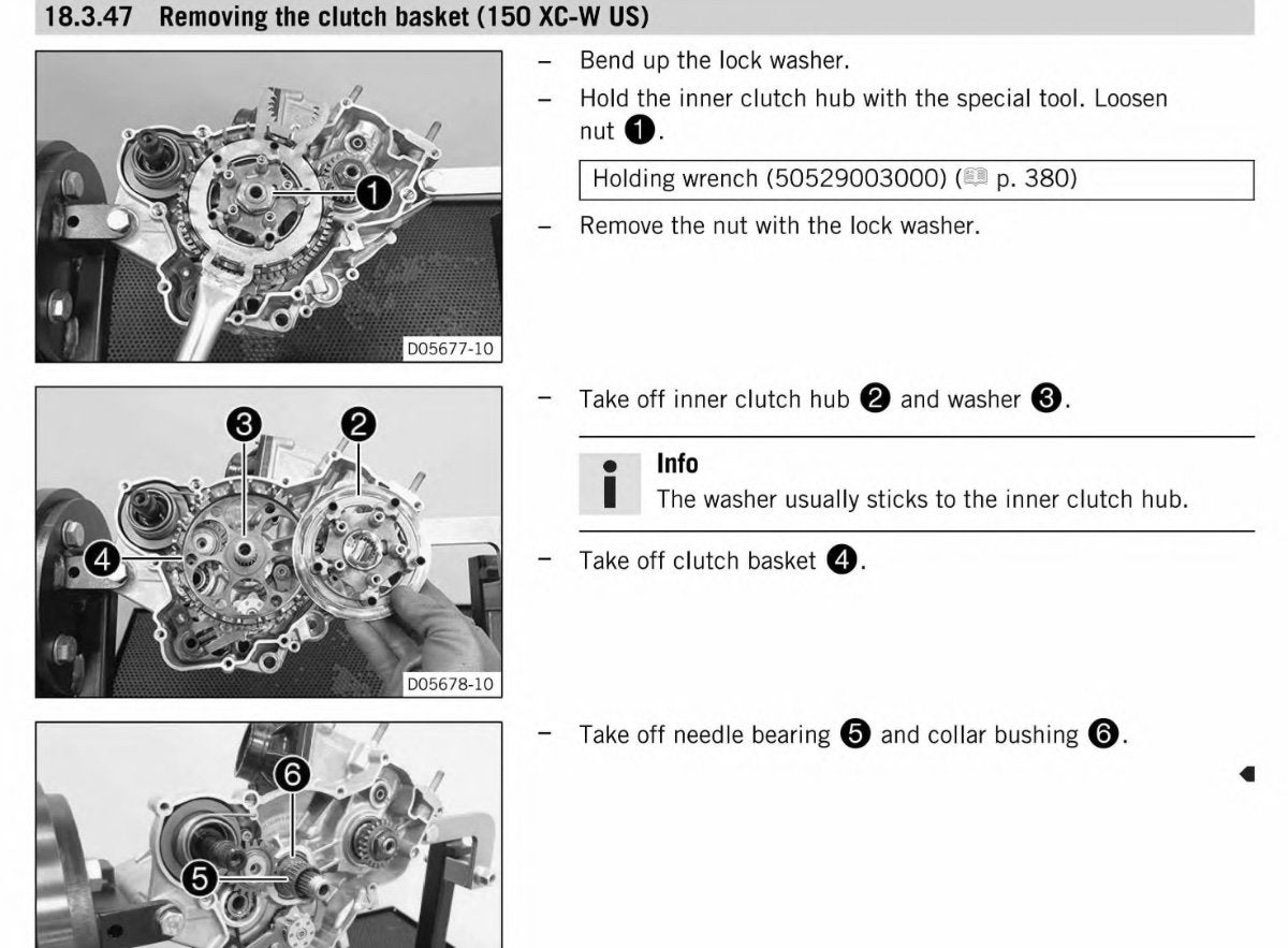 Washer Between Clutch Center Hub And Basket Orientation KTM 2 Stroke