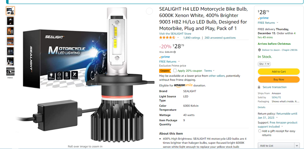 led headlight DRZ400 E S SM ThumperTalk
